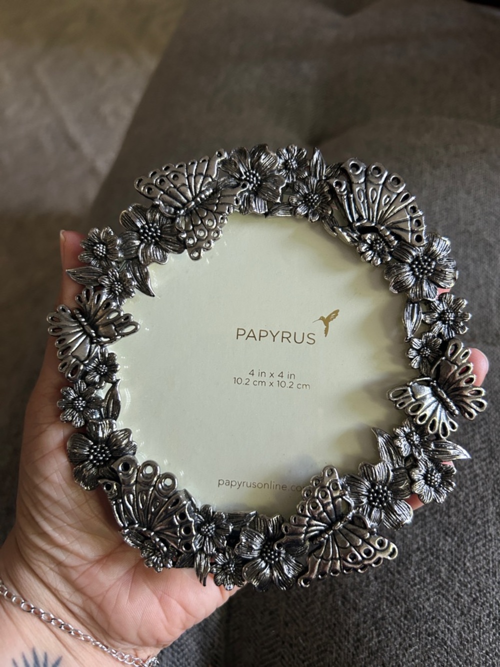 Papyrus Silver Floral & Butterfly Round Frame - Silver Accent - Picture 7 of 7